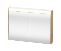Зеркальный шкаф Duravit Brioso, 82х76х14,8 см, подвесной, цвет: натуральный дуб, зеркало с подсветкой LED/ЛЭД, выключатель/розетка, с 2 распашными дверцами/двухстворчатый, 2 стеклянные полки, прямоугольный