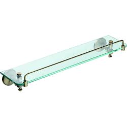 Полка стеклянная Art&Max Antic, настенная, латунь/стекло, форма прямоугольная, под зеркало в ванную/туалет/душевую кабину, цвет бронза