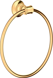Полотенцедержатель Axor Montreux, кольцевой, одинарный, настенный, поворотный, 20,8 см, металлический, форма круглая, для полотенец, в ванную/туалет/душевую кабину, цвет полированное золото, к стене