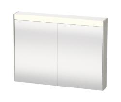 Зеркальный шкаф Duravit Brioso, 82х76х14,8 см, подвесной, цвет: бетонно-серый, зеркало с подсветкой LED/ЛЭД, выключатель/розетка, с 2 распашными дверцами/двухстворчатый, 2 стеклянные полки, прямоугольный