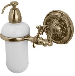 Дозатор жидкого мыла Art&Max Barocco, настенный, латунь, форма округлая, для мыла в ванную/туалет/душевую кабину, цвет бронза