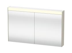 Зеркальный шкаф Duravit Brioso, 102х76х14,8 см, подвесной, цвет: серо-коричневый, зеркало с подсветкой LED/ЛЭД, выключатель/розетка, с 2 распашными дверцами/двухстворчатый, 2 стеклянные полки, прямоугольный