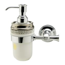 Дозатор жидкого мыла Migliore Dubai, настенный, керамика/стекло, форма округлая, для мыла в ванную/туалет/душевую кабину, цвет хром, с кристаллами Swarovski