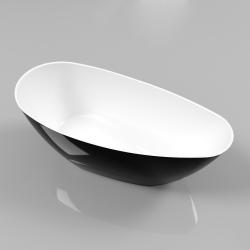 Ванна Whitecross Spinel A, 150х70 см, из искусственного камня, цвет- черный/белый глянцевый, (без гидромассажа) овальная, отдельностоящая, правосторонняя/левосторонняя, правая/левая, универсальная