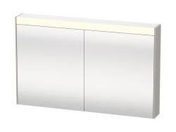 Зеркальный шкаф Duravit Brioso, 102х76х14,8 см, подвесной, цвет: бетонно-серый, зеркало с подсветкой LED/ЛЭД, выключатель/розетка, с 2 распашными дверцами/двухстворчатый, 2 стеклянные полки, прямоугольный