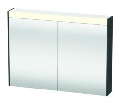 Зеркальный шкаф Duravit Brioso, 82х76х14,8 см, подвесной, цвет: графит матовый, зеркало с подсветкой LED/ЛЭД, выключатель/розетка, с 2 распашными дверцами/двухстворчатый, 2 стеклянные полки, прямоугольный