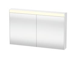 Зеркальный шкаф Duravit Brioso, 102х76х14,8 см, подвесной, цвет: белый матовый, зеркало с подсветкой LED/ЛЭД, выключатель/розетка, с 2 распашными дверцами/двухстворчатый, 2 стеклянные полки, прямоугольный