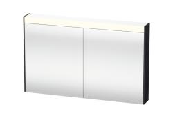 Зеркальный шкаф Duravit Brioso, 122х76х14,8 см, подвесной, цвет: дуб черный, зеркало с подсветкой LED/ЛЭД, выключатель/розетка, с 2 распашными дверцами/двухстворчатый, 4 стеклянные полки, прямоугольный