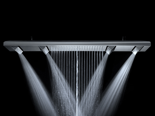 Верхний душ AXOR ShowerSolutions ShowerHeaven 1200/300 4jet, потолочный монтаж, прямоугольный, с 4 режимами, размер 120х30 см, металлический, цвет: шлифованная медь, для душа/ванной, без подсветки