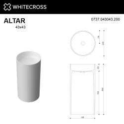Раковина Whitecross Altar D 43 см, 43х43х86 см, напольная, из искусственного камня, круглая, цвет белый матовый, без отверстия под смеситель, без перелива, умывальник