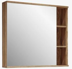 Зеркальный шкаф GROSSMAN ФОРТА 80, 80х70х16 см, навесной, цвет дуб галифакс, зеркало, с 1 распашной дверцей/одностворчатый, полки, механизм плавного закрывания, прямоугольный
