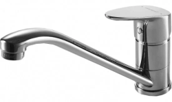Смеситель для кухни/мойки Bravat Drop, однорычажный, поворотный, керамический, длина излива 214 мм, латунь, цвет хром
