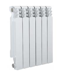Радиатор отопления Azario AL500/100 (6 секций) алюминиевый, цвет: белый, секционный, боковое подключение, для квартиры, водяной, мощность 810 Вт, настенный