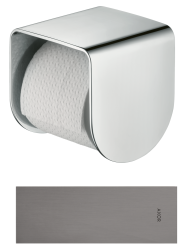 Держатель для туалетной бумаги Axor Urquiola, с крышкой, настенный, металлический, форма прямоугольная, для рулона туалетной бумаги, в ванную/туалет, цвет шлифованный черный хром, к стене