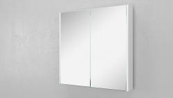 Зеркальный шкаф Velvex Klaufs 80-216, 803х140х800 мм, подвесной, цвет белый, зеркало, 2 распашные дверцы/2 стеклянные полки, прямоугольный, левый/правый, левосторонний/правосторонний/универсальный
