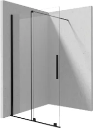 Душевая перегородка Deante Jasmin Walk-In, 90х195 см, прозрачное стекло/профиль черный, правая/левая, раздвижная, плоская (панель), из прозрачного стекла, (ограждение без поддона) стеклянная