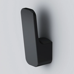 Крючок одинарный AM.PM Func, настенный, форма прямоугольная, металлический, для полотенец в ванную/туалет/душевую кабину, цвет черный матовый
