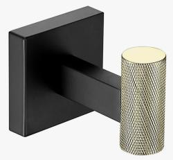 Крючок одинарный ROSE, (золото/черный) настенный, металлический, форма квадратная, для полотенец в ванную/туалет/душевую кабину