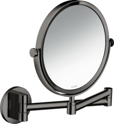 Зеркало Axor Universal Circular Access косметическое, 17 см без подсветки, круглое, цвет: полированный черный хром, с увеличением, для ванной, настенное, поворотное/наклоняемое