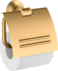 Держатель для туалетной бумаги Axor Montreux, с крышкой, настенный, металлический, форма округлая, для рулона туалетной бумаги, в ванную/туалет, цвет шлифованная медь, к стене