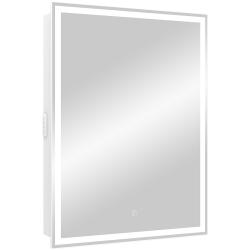 Зеркальный шкаф Континент "Allure Led", 60х80 см, подвесной, с LED/ЛЕД-подсветкой, выключатель: сенсорный, цвет белый, зеркало, 1 распашная дверца, прямоугольный, правый