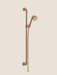 Душевой гарнитур Axor Showers/Front EcoSmart 1jet, высота 106,5 см, комплект: ручной душ/душевая штанга/душевой шланг 90 см/ползунок, цвет: шлифованное красное золото, внешнего монтажа, настенный, для душа/ванной