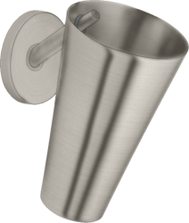 Стакан Axor Starck, с держателем, настенный, металлический, форма круглая, для зубных щеток в ванную/туалет/душевую кабину, цвет под сталь, к стене