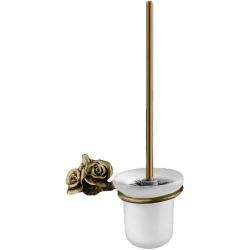 Ершик Art&Max Rose, настенный, цвет бронза, без крышки, латунь/стекло, дизайнерский, округлый для туалета/унитаза, щетка для унитаза
