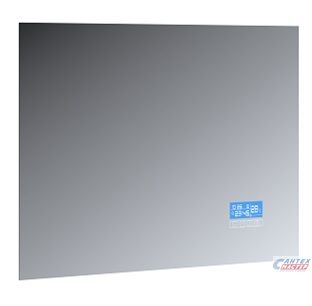 Зеркало Bandhours Blue 700, 71,8х4x51,8 см с LED/ЛЕД-подсветкой, с подогревом, часами, сенсором, прямоугольное, цвет хром, для ванны, навесное/подвесное/настенное, функции