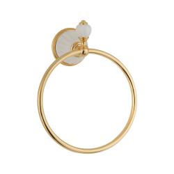 Кольцо для полотенец Migliore Olivia, одинарное, настенный, металлический, форма округлая, для полотенец, в ванную/туалет/душевую кабину, цвет золото/белый