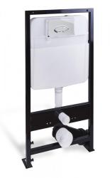 Инсталляция Logan с кнопкой смыва Oval/хром, (клавишей смыва, двойного слива), система для подвесного унитаза, со скрытым смывным бачком (бак), комплект, размеры рамы (каркас) 17х55х117 см, скрытая, в сборе
