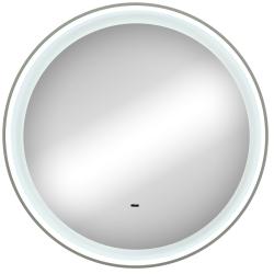 Зеркало Континент "Planet white Led", 60х60 см, с LED/ЛЕД-подсветкой, цвет рамы: белый, круглое, выключатель бесконтактный, для ванны, навесное/подвесное/настенное