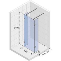Душевая перегородка Riho SZ Scandic NXT X202, 136х37х200 см, прозрачное стекло, правая/левая, универсальная, фиксированная, прозрачное закаленное стекло, профиль черный, прямоугольная