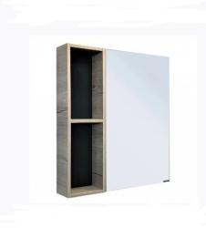 Зеркальный шкаф Comforty Порто 75, 71,5х80х14,5 см, подвесной, цвет дуб дымчатый, зеркало, с 1 распашной дверцей/полки, механизм плавного закрывания, прямоугольный