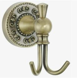 Крючок двойной ROSE, (бронза) настенный, металлический, полукруглый, форма округлая, для полотенец в ванную/туалет/душевую кабину