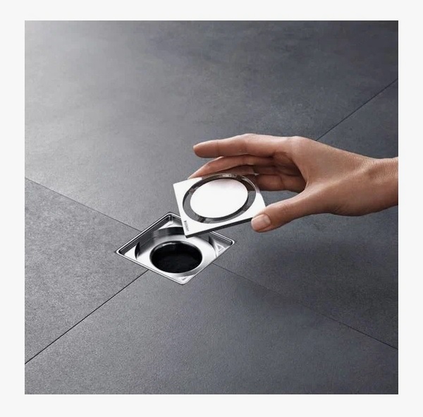 Накладная панель для душевого трапа Geberit Circle, 7,1х7,1 см, цвет хром, для душа в полу, кругдая, нержавеющая сталь, дизайнерская, душевая, плоская