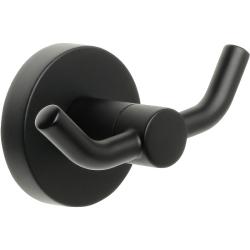 Крючок двойной Fixsen Comfort Black, настенный, форма округлая, стальной, для полотенец в ванную/туалет/душевую кабину, цвет черный матовый, врезной, двойной