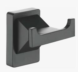 Крючок двойной ROSE, (черный) настенный, металлический, форма прямоугольная, для полотенец в ванную/туалет/душевую кабину