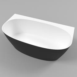 Ванна Whitecross Pearl A, 155х80 см, из искусственного камня, цвет- черный/белый матовый, (без гидромассажа) овальная, пристенная, правосторонняя/левосторонняя, правая/левая, универсальная