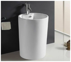 Раковина для ванной CeramaLux NB135 45х82х45 напольная, круглая, керамическая/фарфоровая, цвет белый, с отверстием под смеситель, слив-перелив