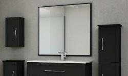 Зеркало Cezares Tiffany 98, 98х90 см, с LED/ЛЕД-подсветкой, цвет: черный графит, прямоугольное, с системой антизапотевания, для ванны