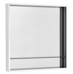 Зеркальный шкаф Акватон Ривьера 80, 80х13х85 см, подвесной, с LED/ЛЕД-подсветкой, цвет белый матовый, зеркало, открытый/стеклянная полка, прямоугольный