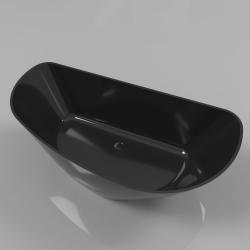 Ванна Whitecross Topaz, 170х80 см, из искусственного камня, цвет- черный глянцевый, (без гидромассажа) ассиметричная, отдельностоящая, правосторонняя/левосторонняя, правая/левая, универсальная