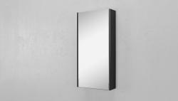 Зеркальный шкаф Velvex Klaufs 40-217, 400х139х800 мм, подвесной, цвет черный, зеркало, 1 распашная дверца/2 стеклянные полки, прямоугольный, левый/правый, левосторонний/правосторонний/универсальный