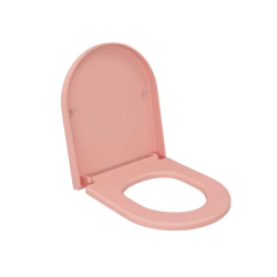Cидение для унитаза Ambassador Abner, 355х440х48 мм, (толстое), дюропласт, цвет- розовый матовый, с крышкой, Soft Close (микролифт), округлое
