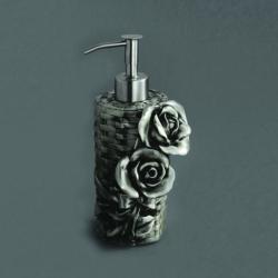Дозатор жидкого мыла Art&Max Rose, настольный, латунь, форма округлая, для мыла в ванную/туалет/душевую кабину, цвет серебро, к стене