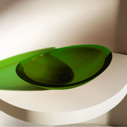 Раковина ABBER Kristall, 60,5х38х14,5 см, накладная, из полиэфирной смолы, овальная, цвет зеленый, без отверстия под смеситель, без слив-перелива, умывальник