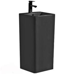 Раковина для ванной CeramaLux P7004MLВ 40х83,5х40 напольная, квадратная, керамическая/фарфоровая, цвет черный матовый, с отверстием под смеситель, слив-перелив