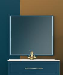 Зеркало Cezares Tiffany 98, 98х90 см, с LED/ЛЕД-подсветкой, цвет: синий, прямоугольное, с системой антизапотевания, для ванны