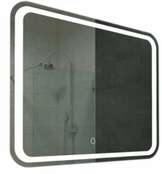 Зеркало Loranto Стиль, 100х80 см, с LED/ЛЕД-подсветкой, прямоугольное, с подогревом, выключатель сенсорный,  для ванны, навесное/подвесное/настенное